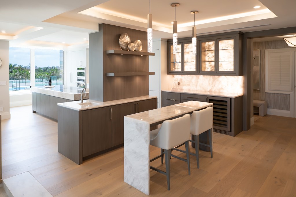 Custom kitchen in a luxury condo renovation in Naples, FL